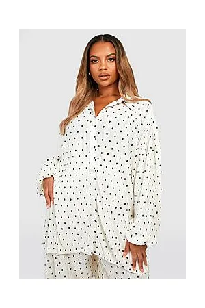 Boohoo Plus Polka Plisse Shirt