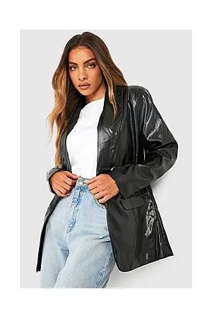 Boohoo Premium Leather Look Boyfriend Blazer