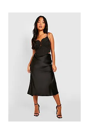 Boohoo Petite Satin Bias Midaxi Slip Skirt