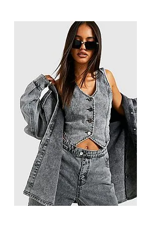 Boohoo Acid Wash Denim Corset