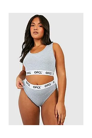 Boohoo Plus Official Jersey Scoop Bralette & Brief Set
