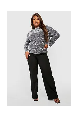 Boohoo Plus Sequin Long Sleeved Top