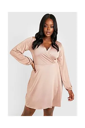 Boohoo Plus Slinky Ruffle Wrap Mini Dress