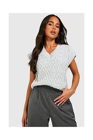Boohoo Petite Cable Knit Sweater Vest