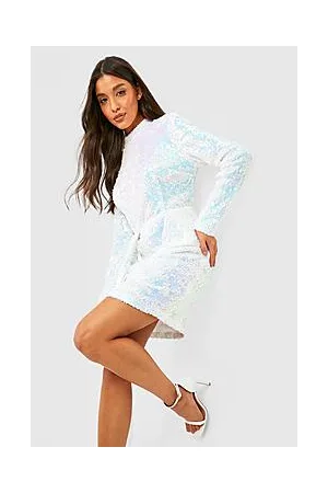 Boohoo Sequin Drape Open Back Mini Party Dress
