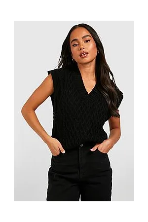 Boohoo Petite Cable Knit Sweater Vest