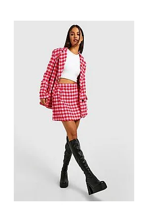 Boohoo Dogtooth Tailored Mini Skirt