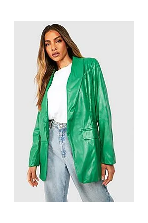 Boohoo Premium Leather Look Boyfriend Blazer