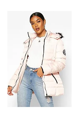 Boohoo Faux Fur Hooded Belted Parka Coat
