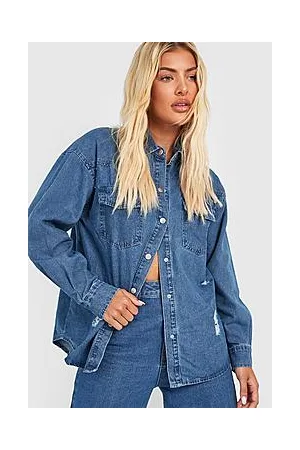 Boohoo Ripped Western Fit Denim Shirt