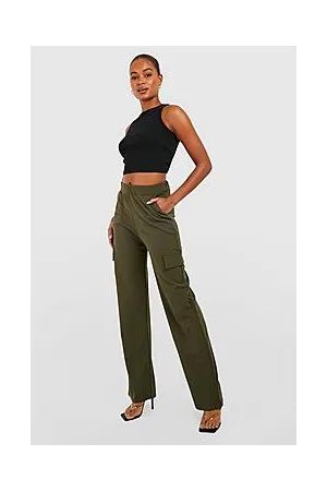 Boohoo Tall High Waisted Straight Leg Cargo Trousers