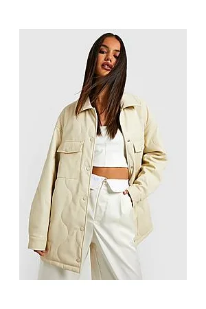 Boohoo Leather Look Pocket Detail Quilted Shacket