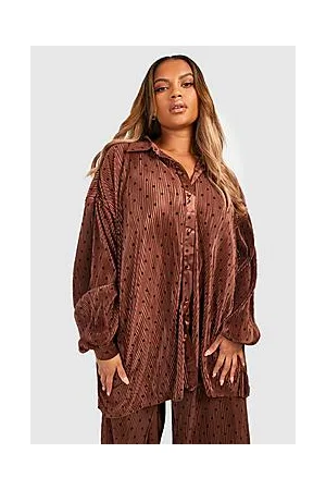 Boohoo Plus Polka Plisse Shirt