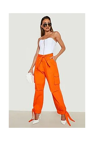 Boohoo Tie Hem Slim Fit Cargo Trousers