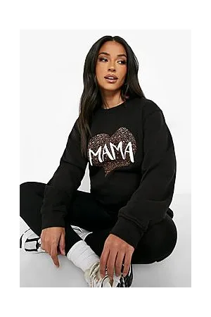 Boohoo Maternity Mama Leopard Heart Print Sweatshirt