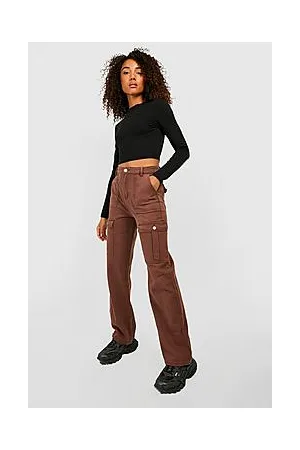 Boohoo Tall Cargo Overdyed Mid Rise Boyfriend Jeans