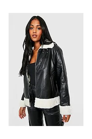 Boohoo Tall Contrast Faux Fur Aviator Jacket