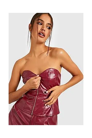Boohoo Leather Look Biker Corset Top