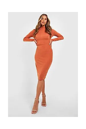 Boohoo Acetate Slinky High Neck Midi Dress
