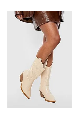 Boohoo Pu Embroidered Western Cowboy Boots