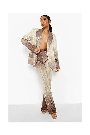 Boohoo Petite Ombre Sequin Flare Trouser