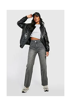 Boohoo Tall Acid Wash Asymmetric Boyfriend Jean