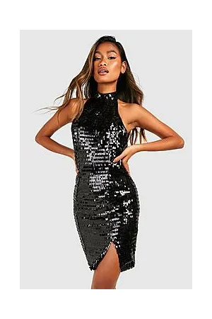 Boohoo Sequin 90s Halterneck Mini Party Dress