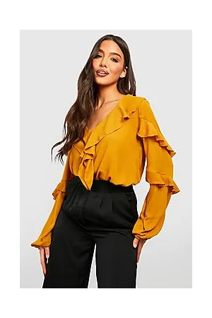 Boohoo Ruffle Detail Volume Sleeve Blouse