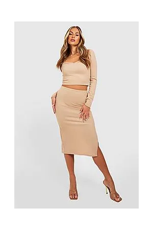 Boohoo Thigh Split Midi Skirt