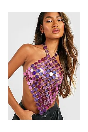 Boohoo Disk Halter Scarf Top