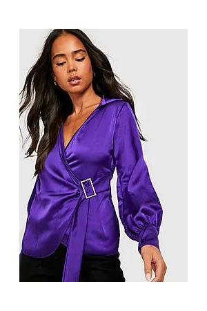 Boohoo Petite Diamante Buckle Wrap Blouse