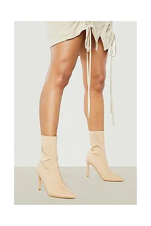 Boohoo Stiletto Heel Pointed Toe Sock Boots