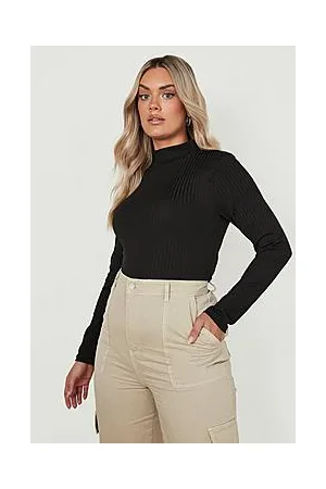 Boohoo Plus Jumbo Ribbed High Neck Bodysuit