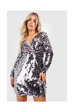 Boohoo Plus Disco Sequin Wrap Shift Dress