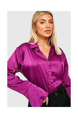 Boohoo Satin Flared Cuff Fitted Shirt
