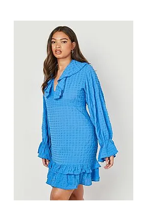Boohoo Plus Textured Frill Mini Dress