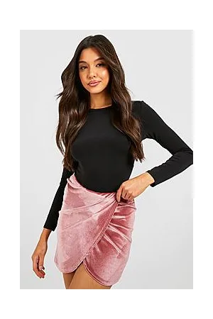 Boohoo Velvet Wrap Over Micro Mini Skirt