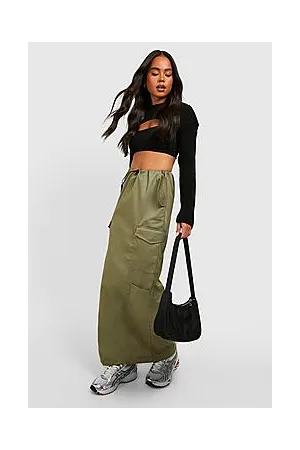 Boohoo Petite Bungee Cord Cargo Maxi Skirt