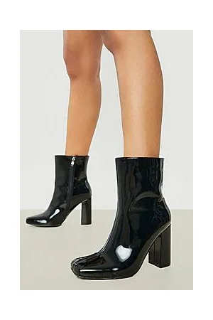 Boohoo Square Toe Vinyl Sock Boots