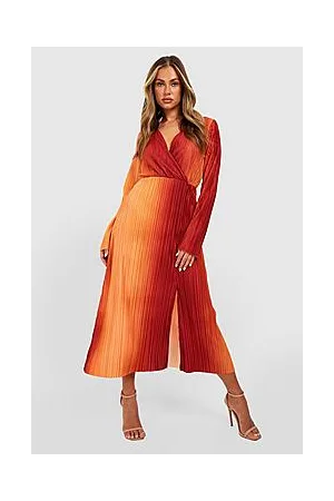 Boohoo Plisse Ombre Wrap Midaxi Dress