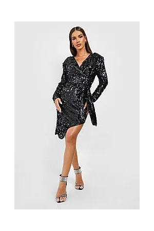 Boohoo Sequin Plunge Draped Midi Party Dress