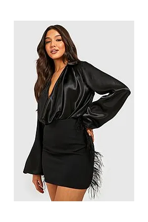 Boohoo Feather Trim Mini Skirt