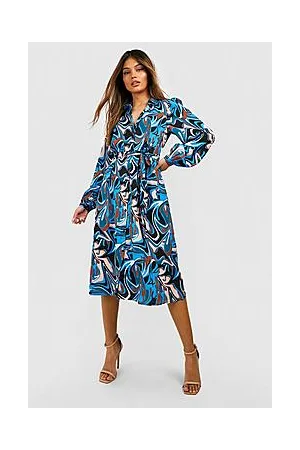 Boohoo The Printed Midi Shirt Dress