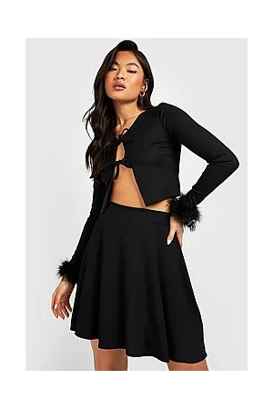 Boohoo Basic Ribbed High Waisted Skater Skirt
