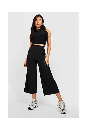 Basics High Waisted Grey Marl Culotte Trousers