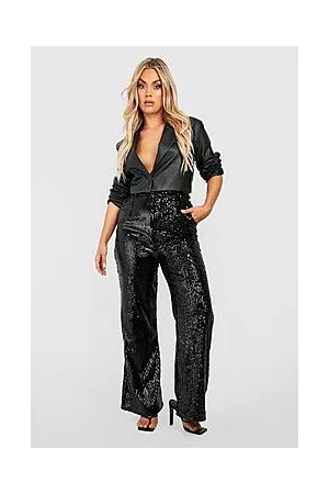 Boohoo Plus Velvet Sequin Wide Leg Trousers