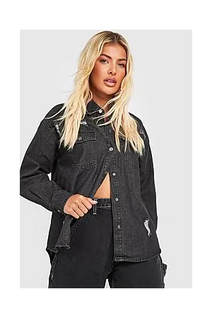 Boohoo Ripped Western Fit Denim Shirt