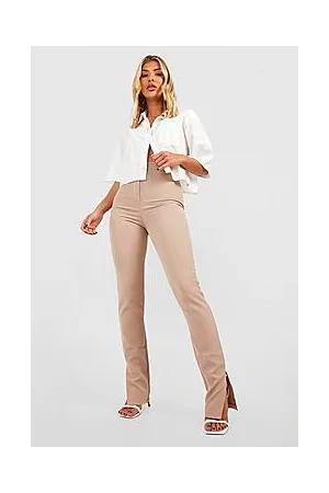 Boohoo Woven High Waisted Split Hem Slim Fit Trousers