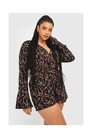 Boohoo Plus Chain Print Playsuit