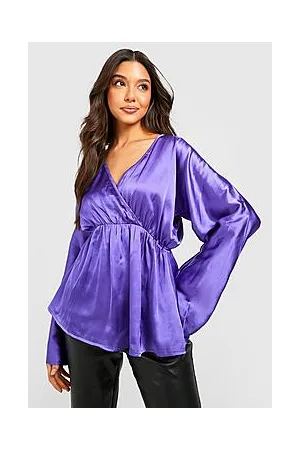 Boohoo Maternity Satin Kimono Sleeve Wrap Blouse